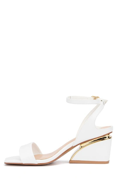 Torgeis Candida Ankle Strap Block Heel Sandal In White