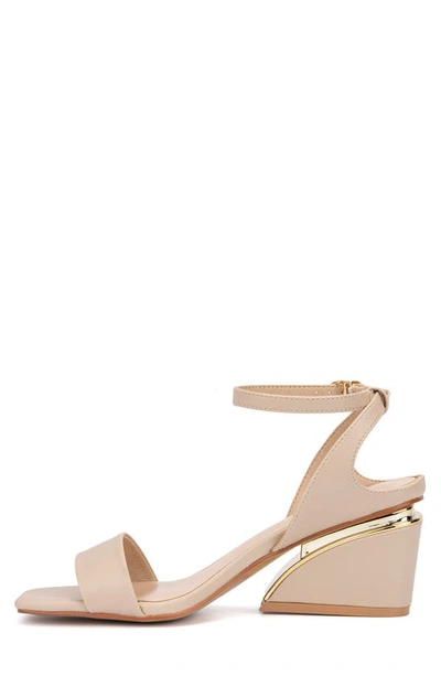 Torgeis Candida Ankle Strap Block Heel Sandal In Beige