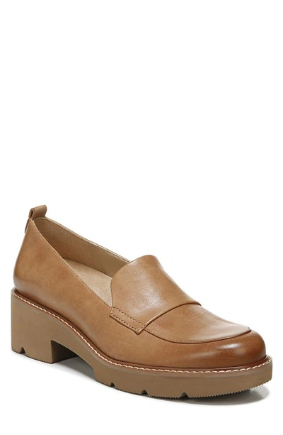 Naturalizer Darry Womens Lugged Sole Slip On Loafer Heels In Toffee