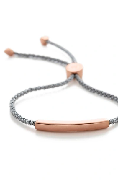 Shop Monica Vinader Engravable Linear Friendship Bracelet In Rose Gold/ Silver Metallica