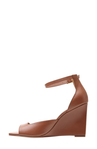 Linea Paolo Ankle Strap Wedge Sandal In Cognac