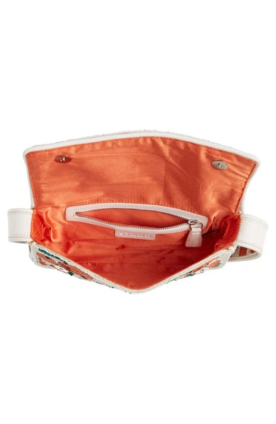 Shop Staud Tommy Beaded Shoulder Bag In Oranges/ Cream