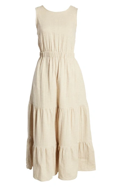 Shop Lost + Wander Coastal Dream Tiered Linen & Cotton Maxi Dress In Oatmeal