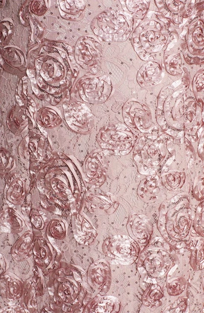 Alex Evenings Rosette Lace Short Sleeve A-line Gown In Rose