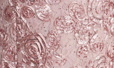 Alex Evenings Rosette Lace Short Sleeve A-line Gown In Rose