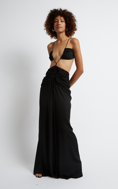 Shop Christopher Esber Women's Ruched Maxi Column Dress In Black
