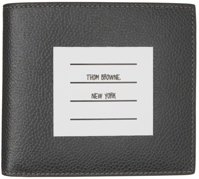 Shop Thom Browne Grey Paper Label Billfold Wallet In 025 Dark Grey