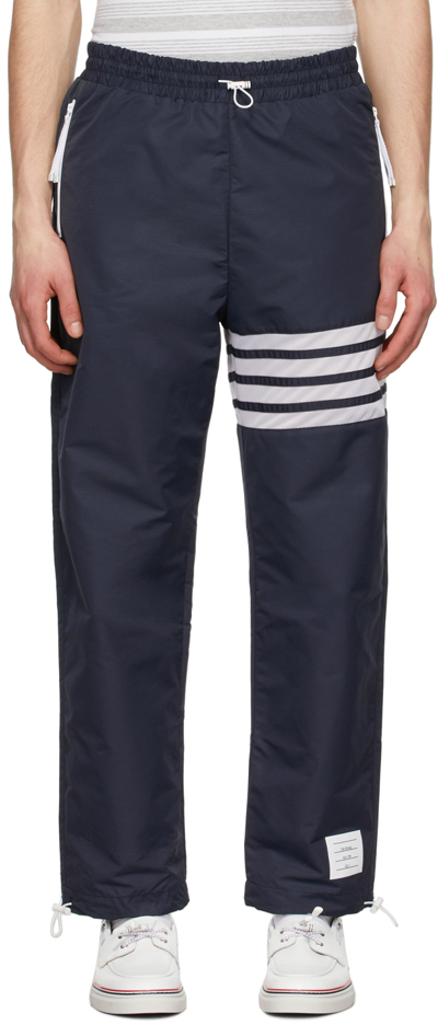 Shop Thom Browne Navy 4-bar Lounge Pants In 415 Navy