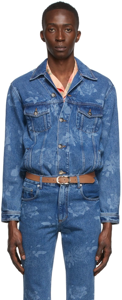 Ernest W. Baker Blue Denim Jacket In Floral Laser | ModeSens