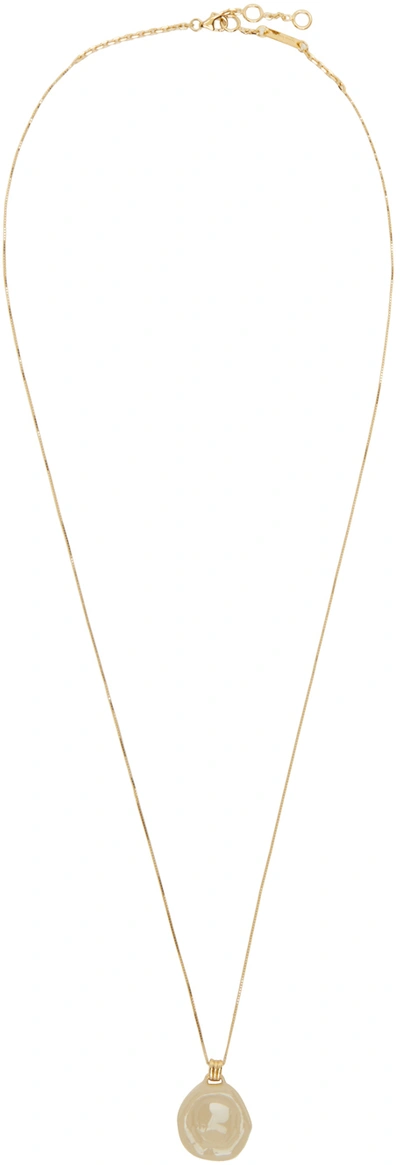 Shop Bottega Veneta Gold & Taupe Seal Necklace In 9483-tapioca