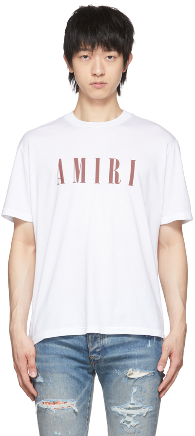Shop Amiri White Core Logo T-shirt In White / Brandy-30 Si