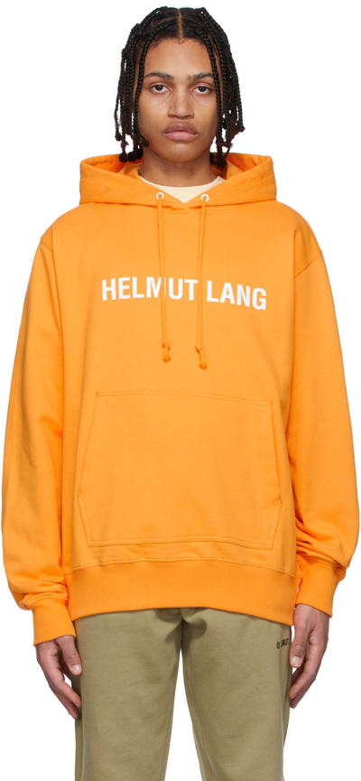 Shop Helmut Lang Orange Cotton Hoodie In Apricot