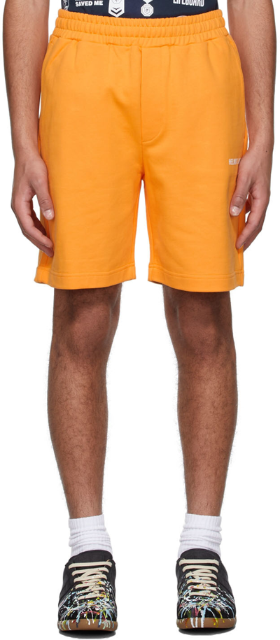 Shop Helmut Lang Orange Cotton Shorts In Apricot