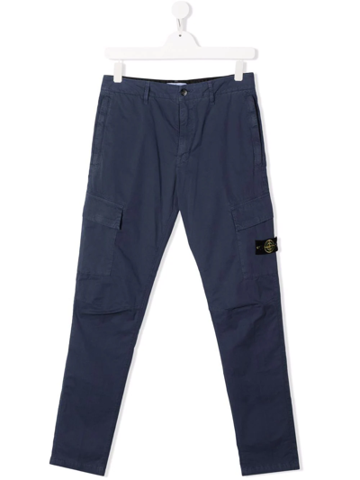 Shop Stone Island Junior Straight-leg Cargo Pants In Blue