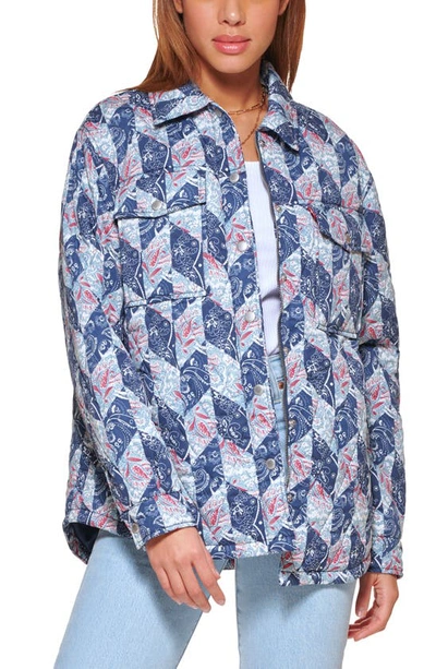 Shop Levi's Quilted Shirt Jacket In Navy Patchwork