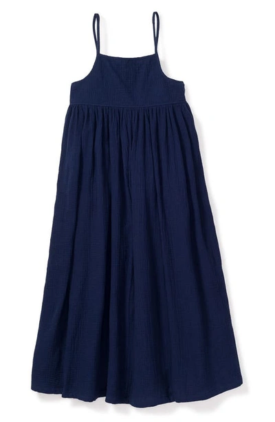 Shop Petite Plume Serene Cotton Gauze Nightgown In Navy