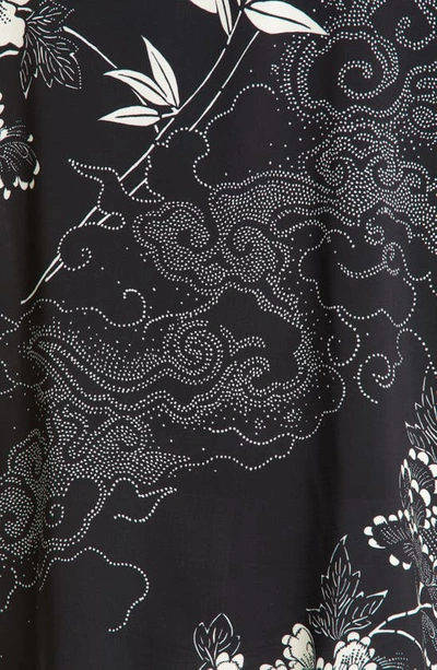 Shop Saint Laurent Floral Short Sleeve Button-up Shirt In 1095 - Noir Craie