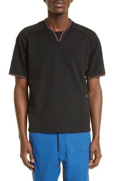 Shop Kiko Kostadinov Hebar V-neck T-shirt In Black / Java Brown