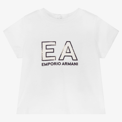 Shop Emporio Armani Baby Boys White Logo T-shirt