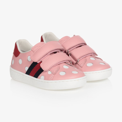 Shop Gucci Pink Polka Dot Ace Trainers