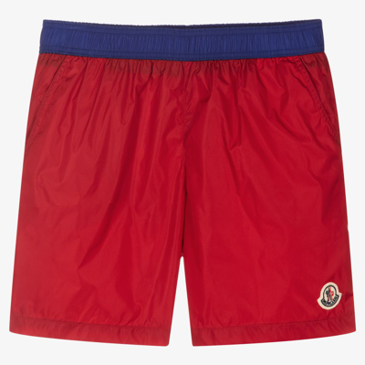 Shop Moncler Teen Boys Red Swim Shorts