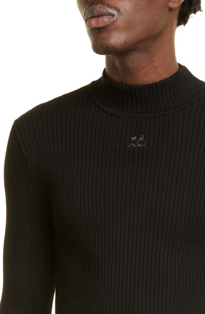 Shop Courrèges Mock Neck Sweater In Black