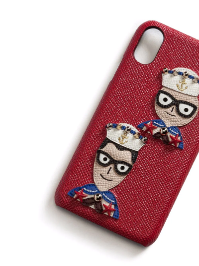 Dolce & Gabbana Applique-detail Leather Iphone X Case In Red