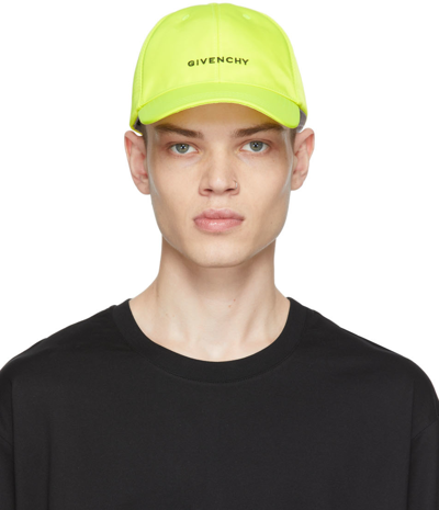 Shop Givenchy Yellow Curved Logo Cap In 734-fluo Yellow