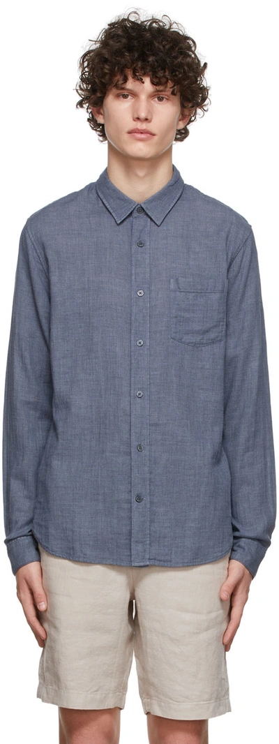 Shop Vince Blue Cotton Shirt In Chambray