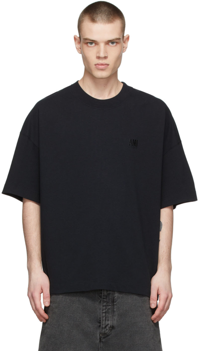 Shop Ami Alexandre Mattiussi Black Organic Cotton T-shirt In 001 : Noir
