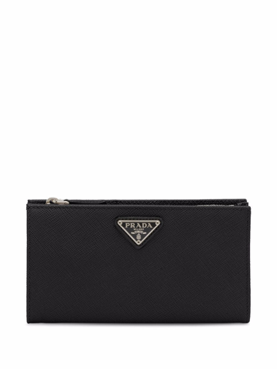 Shop Prada Triangle Logo Wallet In Black