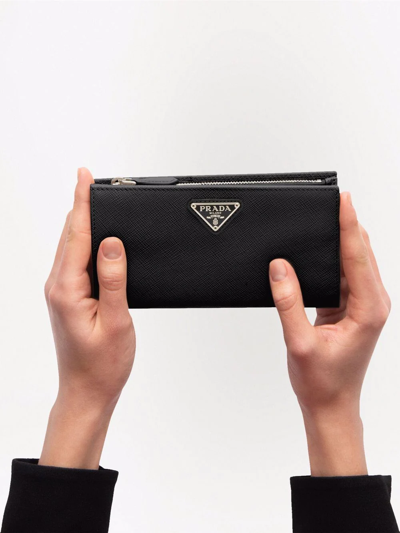 Shop Prada Triangle Logo Wallet In Black