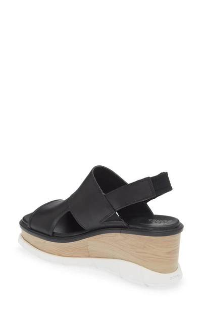 Shop Sorel Joanie Iii Slingback Wedge Sandal In Black White