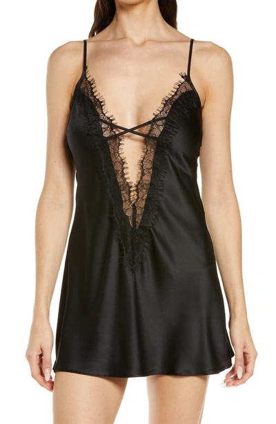 Shop Ann Summers Cherryann Satin Lace Chemise In Black