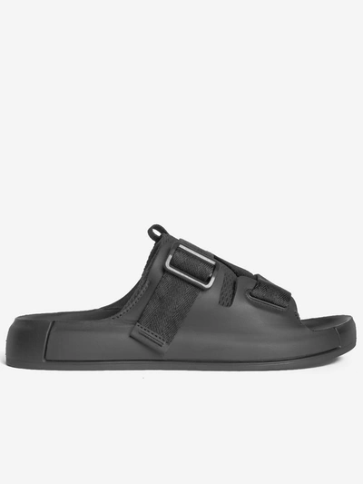 Shop Stone Island Shadow Project Leather Sandals In Black