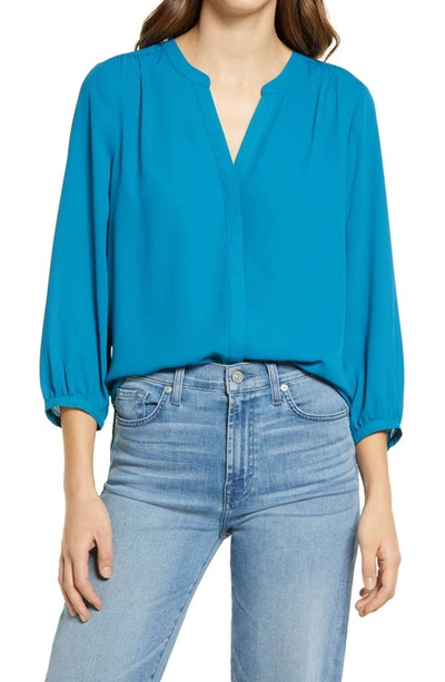 Shop Nydj Pintuck Blouse In Blue