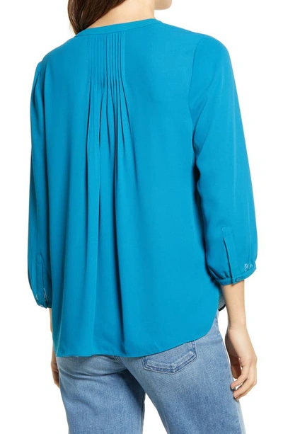 Shop Nydj Pintuck Blouse In Blue