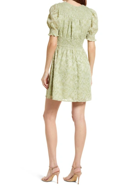 Shop Adelyn Rae Jules Smocked Burnout Chiffon Minidress In Cactus