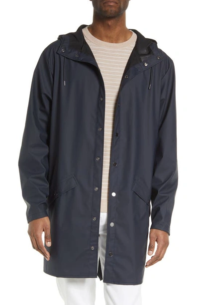 Shop Rains Waterproof Longline Jacket In Navy