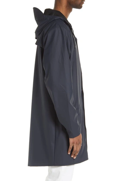 Shop Rains Waterproof Longline Jacket In Navy