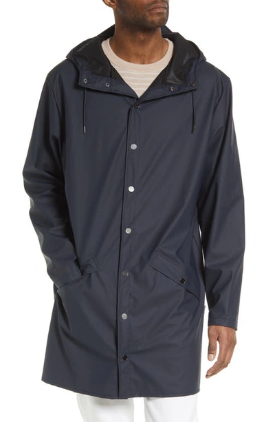 Shop Rains Waterproof Longline Jacket In Navy