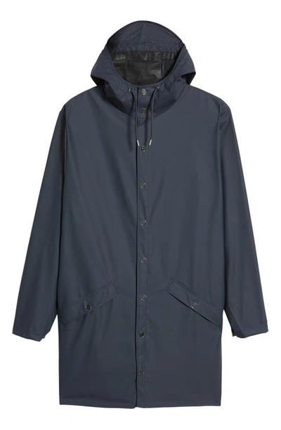 Shop Rains Waterproof Longline Jacket In Navy