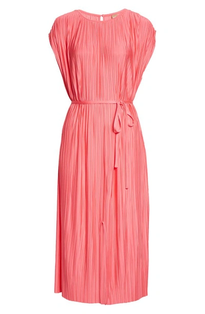 Hugo Boss Pliss Dress With Belted Waist And Branded Button- Pink Women's  Jersey Dresses Size Xl | ModeSens