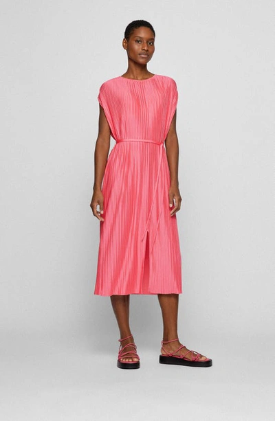Shop Hugo Boss Emaura Cap Sleeve Dress In Pink Lemonade