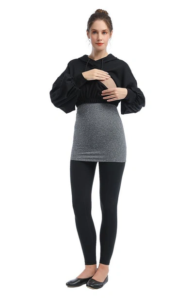 Kimi And Kai Aroa Active Maternity/nursing Hoodie In Black/ Gray