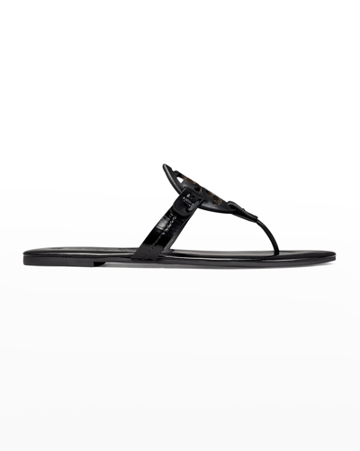 Shop Tory Burch Miller Soft Patent Leather Sandals In Perfect Black