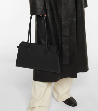 Margaux Trifold Textured-leather Shoulder Bag In Black