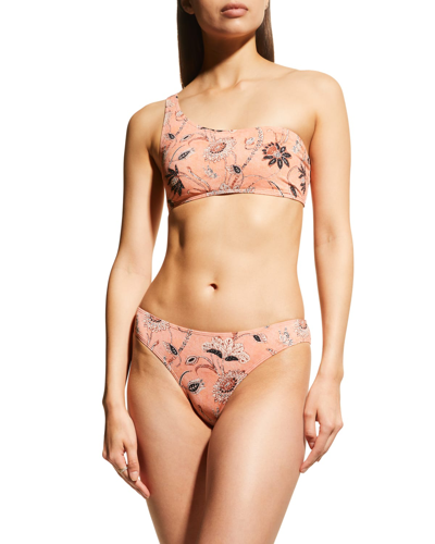 Shop Ulla Johnson Reina One-shoulder Underwire Bikini Top In Primrose