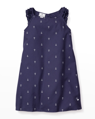 Shop Petite Plume Girl's Amelie Portsmouth Anchor-print Nightgown In Navy