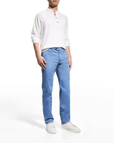 Shop Kiton Men's Cotton-stretch Trousers In Blu